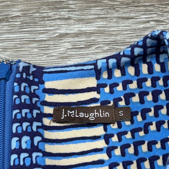 J.McLaughlin Catalina Cloth Sheath Dress Blue Geometric Print Size Small - Picture 8 of 8